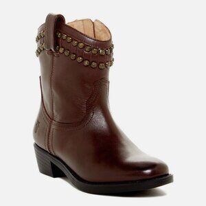 Frye Big Kids Diana Cut Stud Brown Leather Western Boots